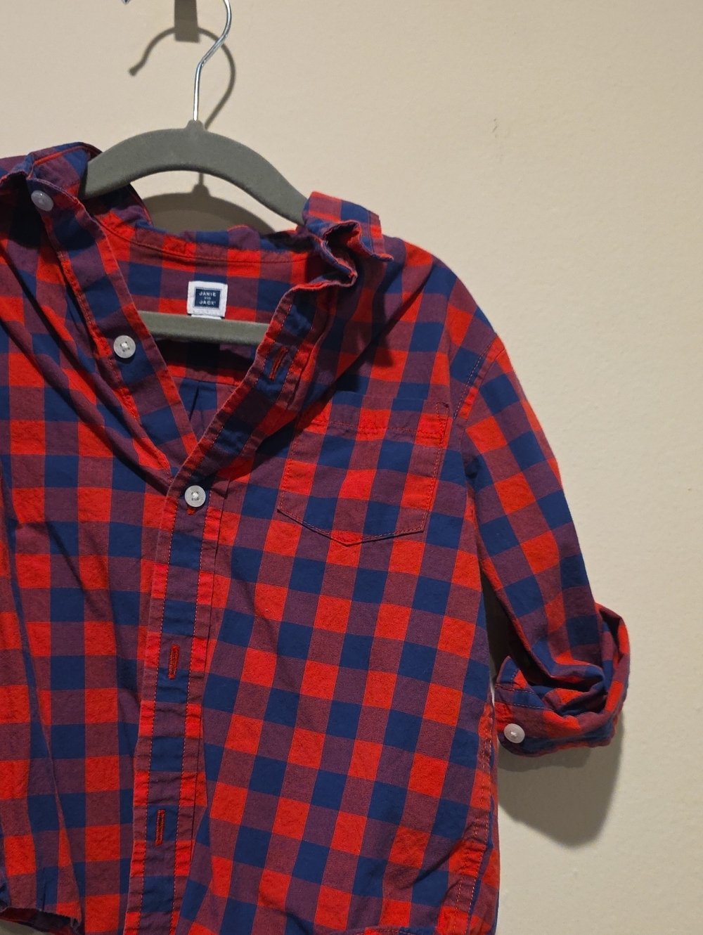 Kids Red & Navy Plaid Button-Up Shirt 3 T Lumberjack Gingham Check